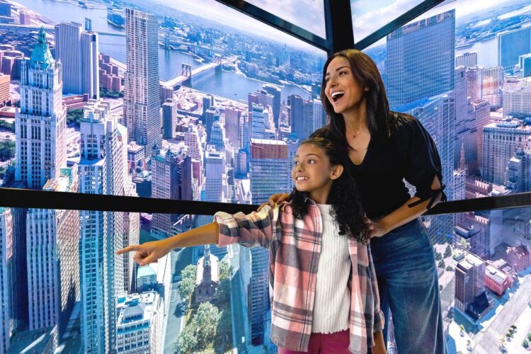Visitors arriving for the SkyPod elevator experience at One World Observatory