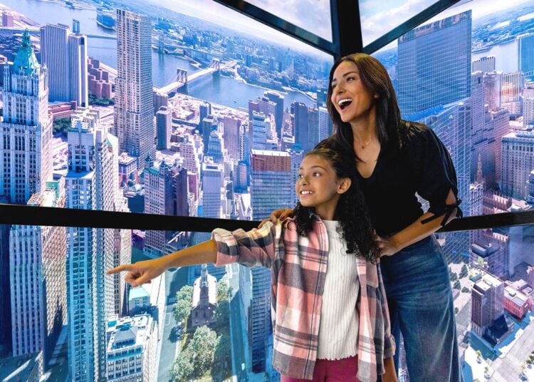 Visitors arriving for the SkyPod elevator experience at One World Observatory