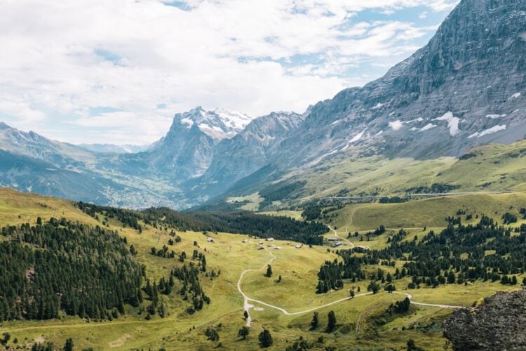 Alpine mountain valley landscape