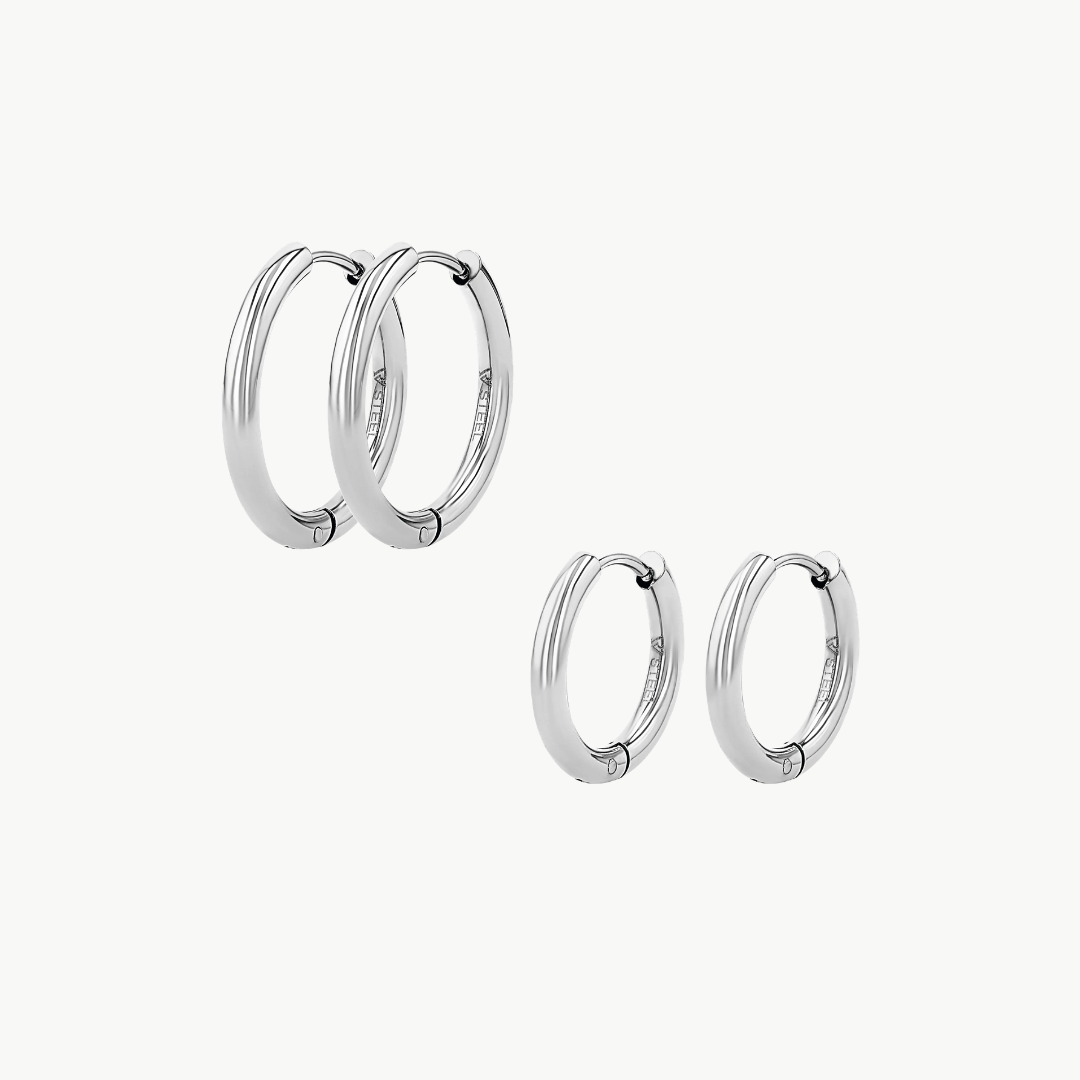 Silbernes Becca Small and Medium Hoop Set von Paul Valentine