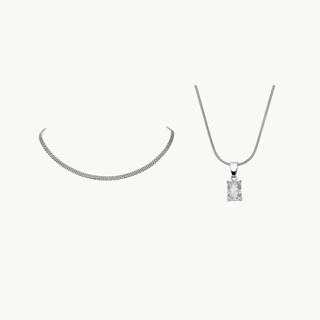 Silbernes The Statement Neckmess Set von Paul Valentine