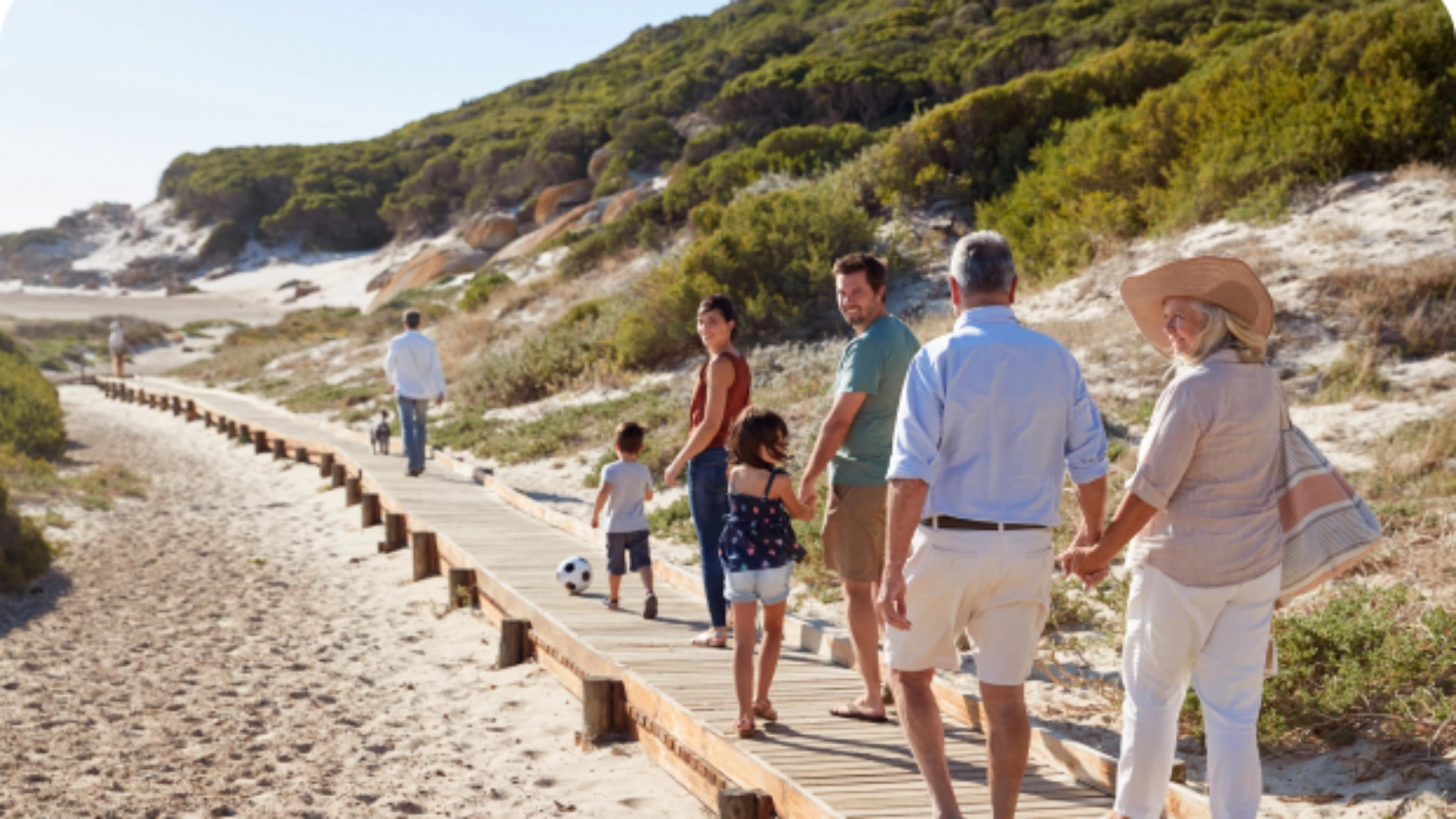Family enjoying time together beside the sea