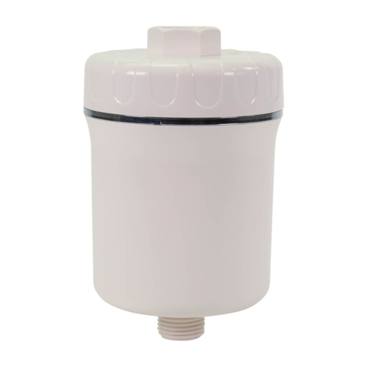 Four-stage RV shower filter in white