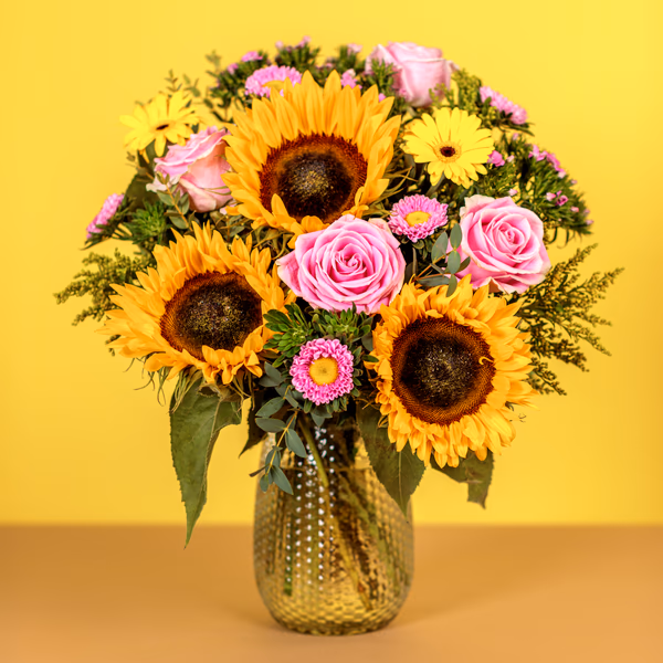 Sweet Sunshine bouquet with yellow flowers and greenery