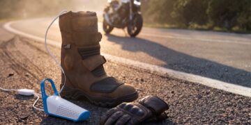 Motorlaars en beschermende motorkleding in een gebruikssituatie