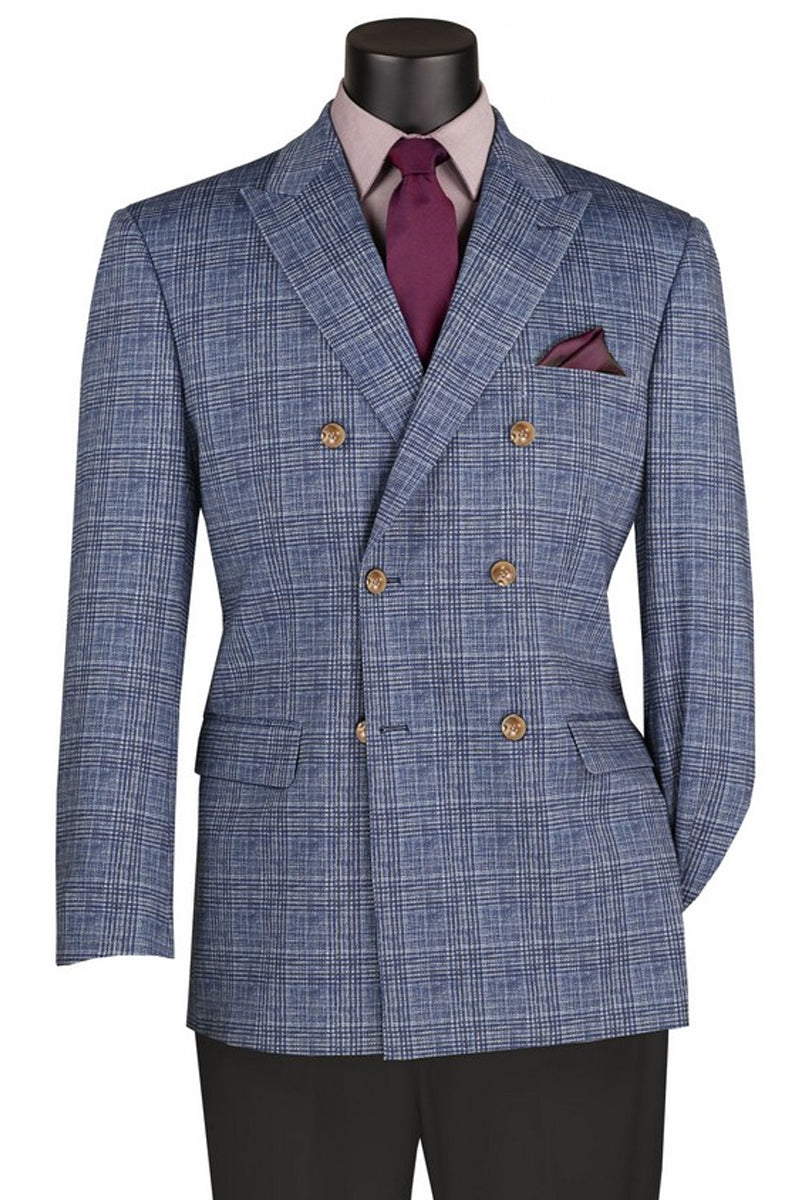 Blue windowpane double breasted sport coat from Signature Menswear