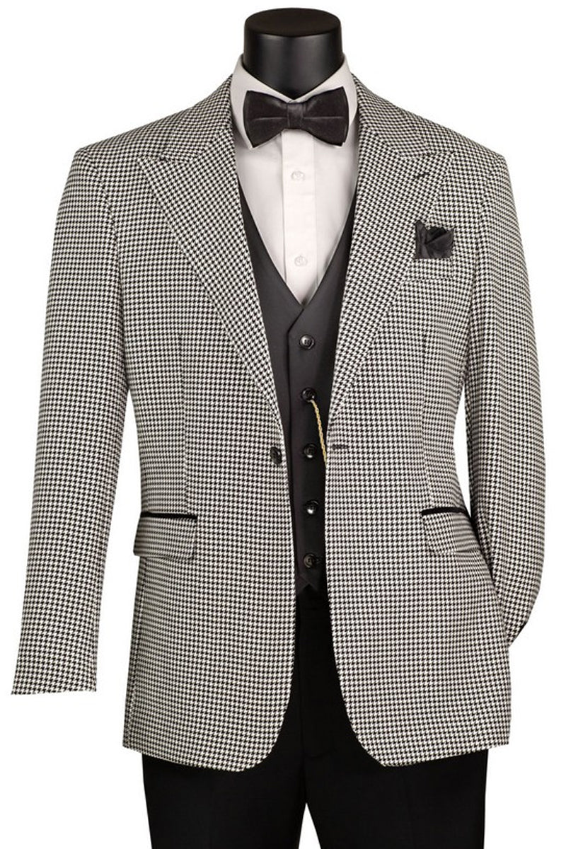 Black and white houndstooth peak lapel blazer suit from Signature Menswear