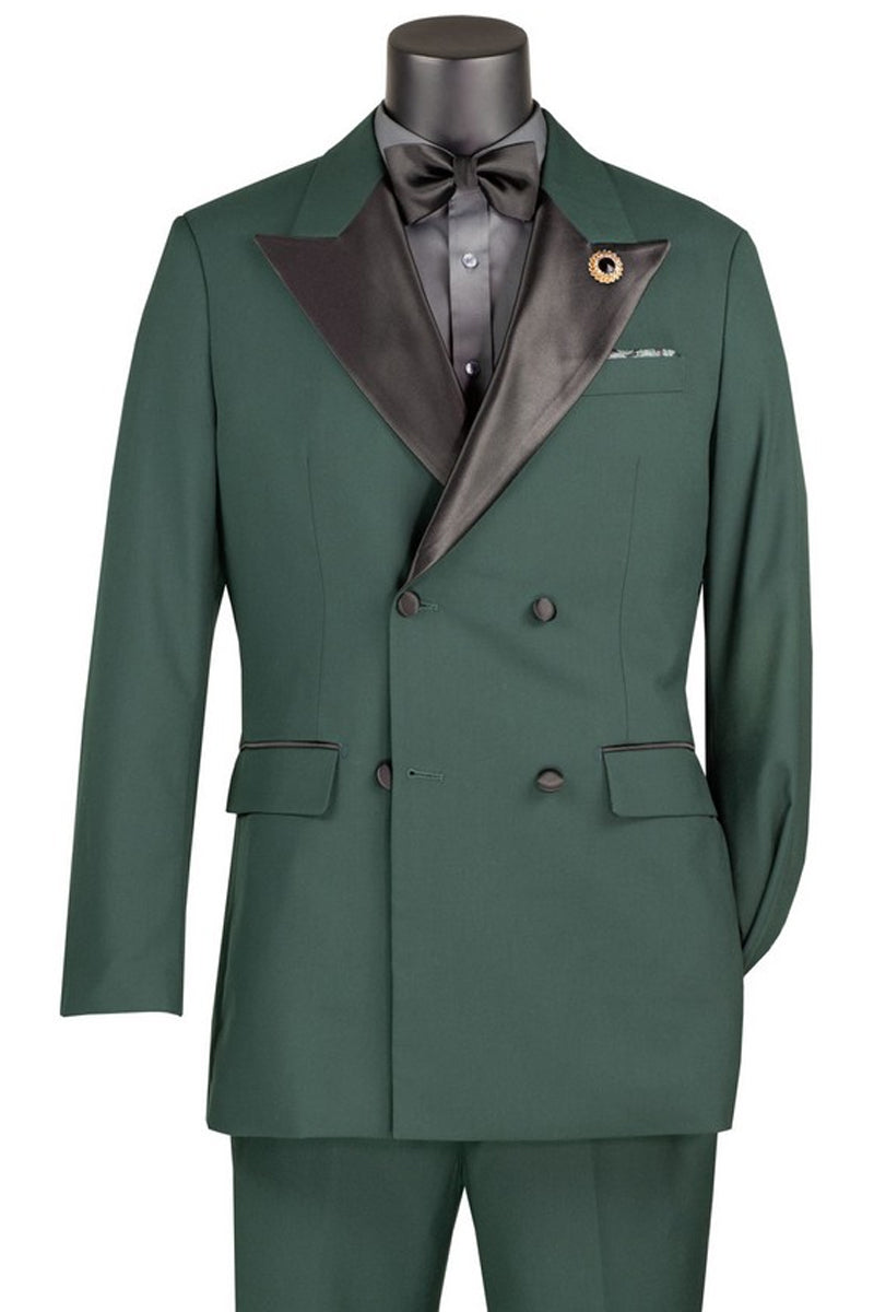 Hunter green regular fit double breasted tuxedo from Signature Menswear