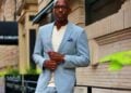 Light grey two piece summer cotton pinstripe suit from Signature Menswear