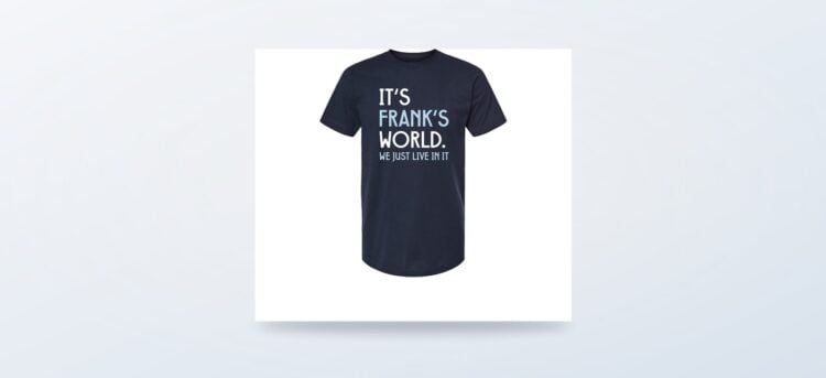 SINATRA It's Frank's World T-Shirt displayed front-on