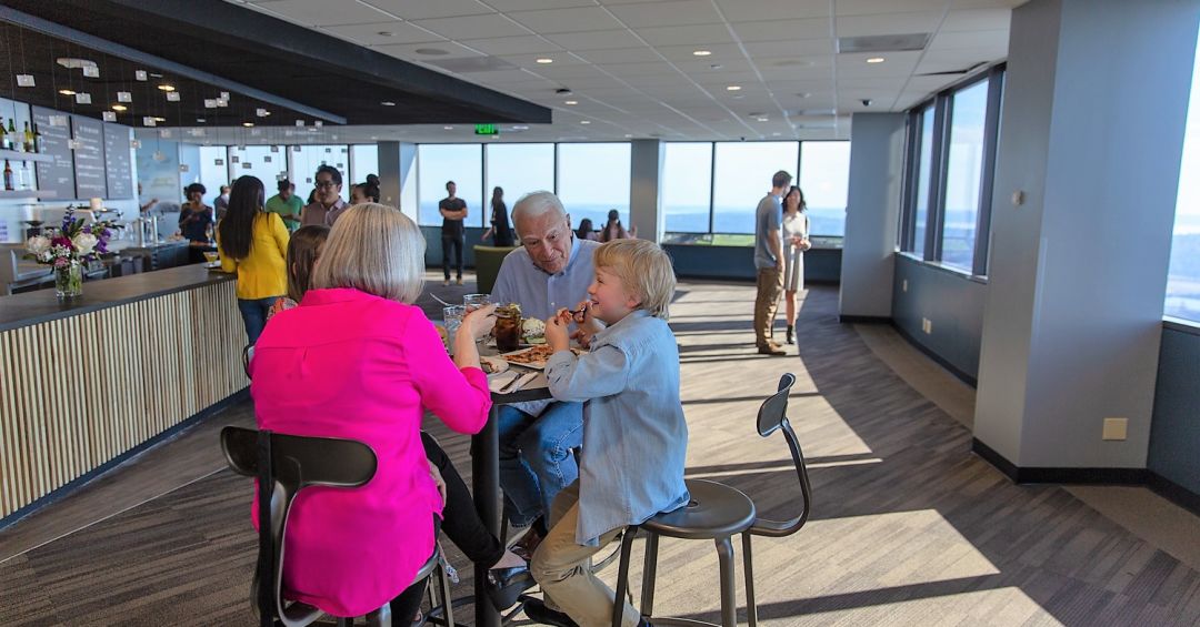 Cafe seating and refreshments at Sky View Observatory