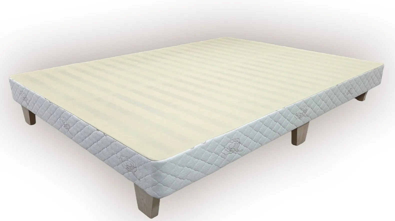 Solid wood mattress foundation shown beneath a mattress