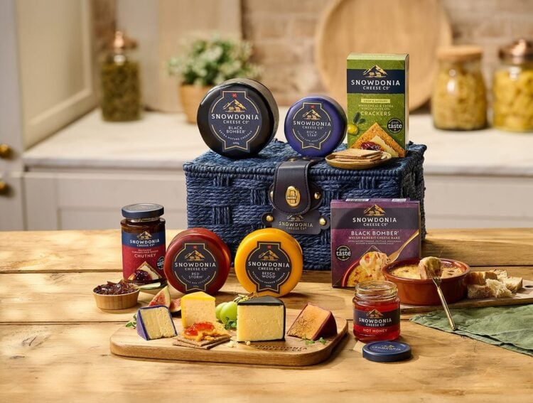 Black Bomber cheese hamper arranged for serving