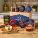 Cheese, chutney, crackers and Black Bomber cheese bake gift box arranged for sharing