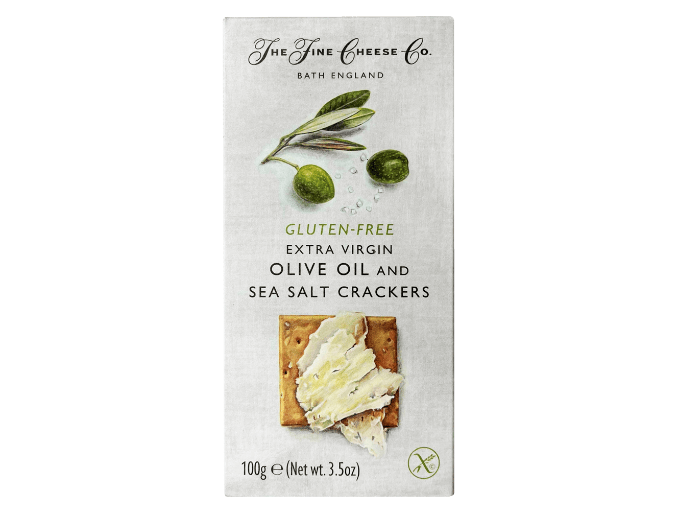 Packet of gluten free olive oil and sea salt crackers