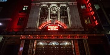 Phoenix Theatre exterior prepared for Stranger Things: The First Shadow