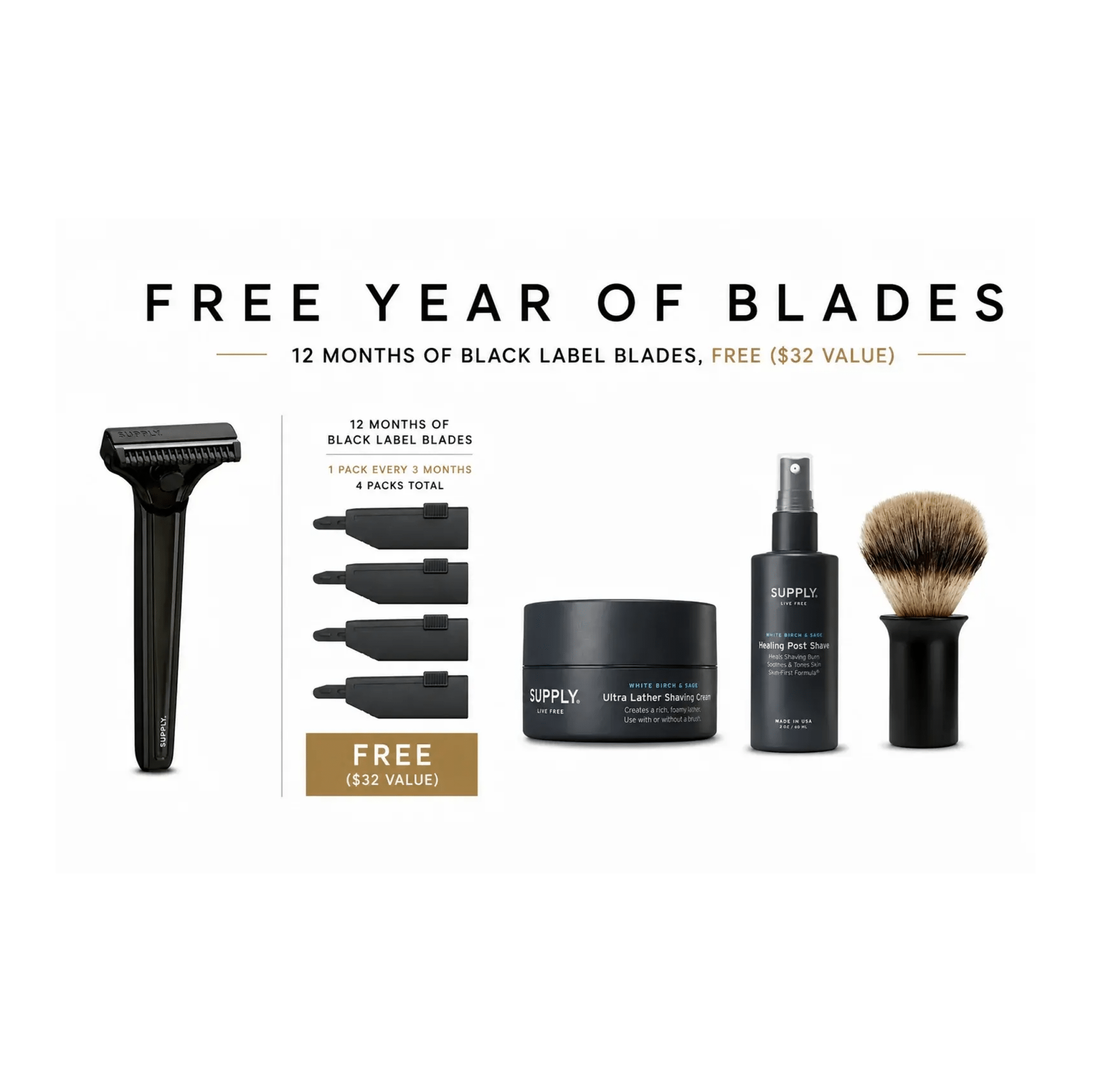 Supply Single Edge SE Starter Set with shaving accessories