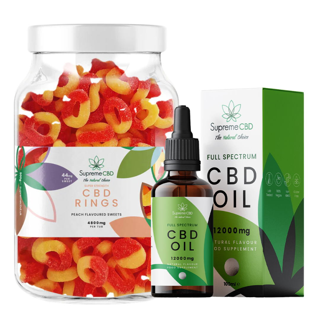 SupremeCBD 12000mg CBD oil with peach rings