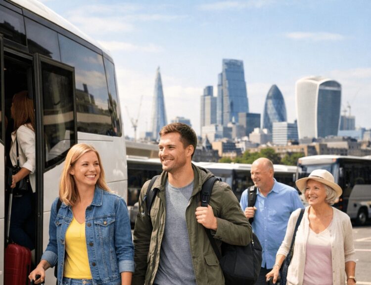 Autobus Terravision per il trasferimento da Stansted a Londra
