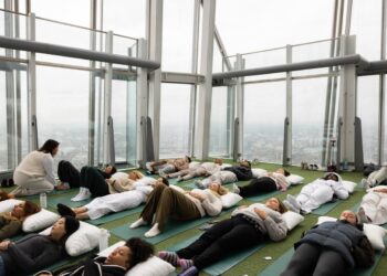 Guests enjoying an event high above London at The View from The Shard