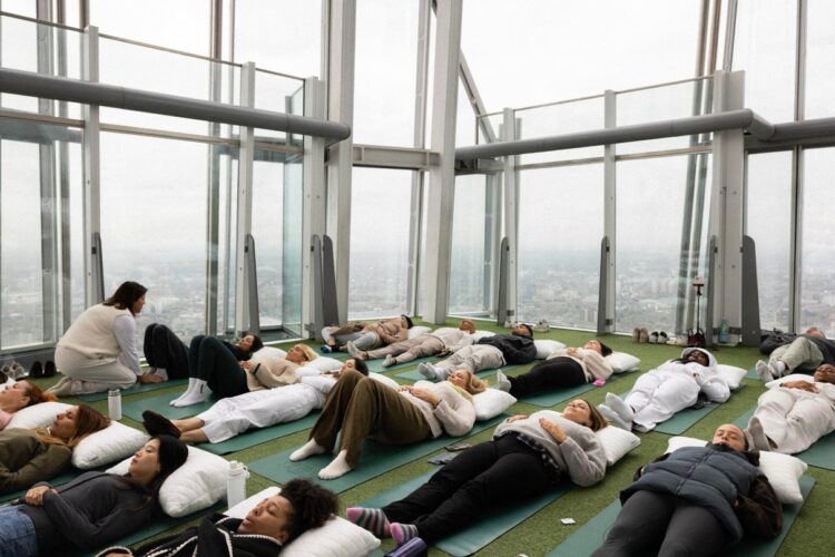 Guests enjoying an event high above London at The View from The Shard