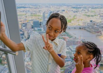 Family enjoying the London skyline at The View from The Shard