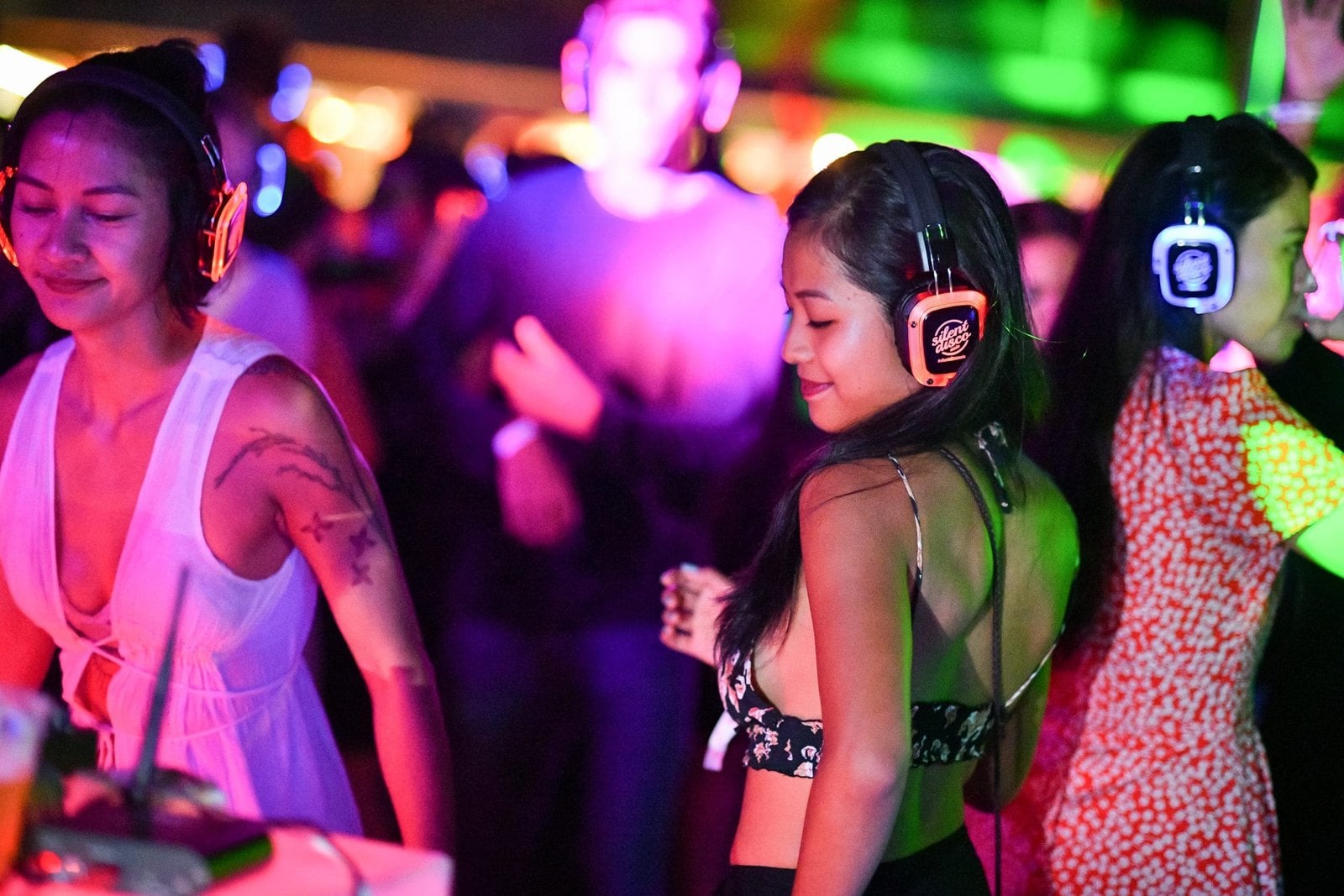 Guests enjoying a silent disco event at The View from The Shard
