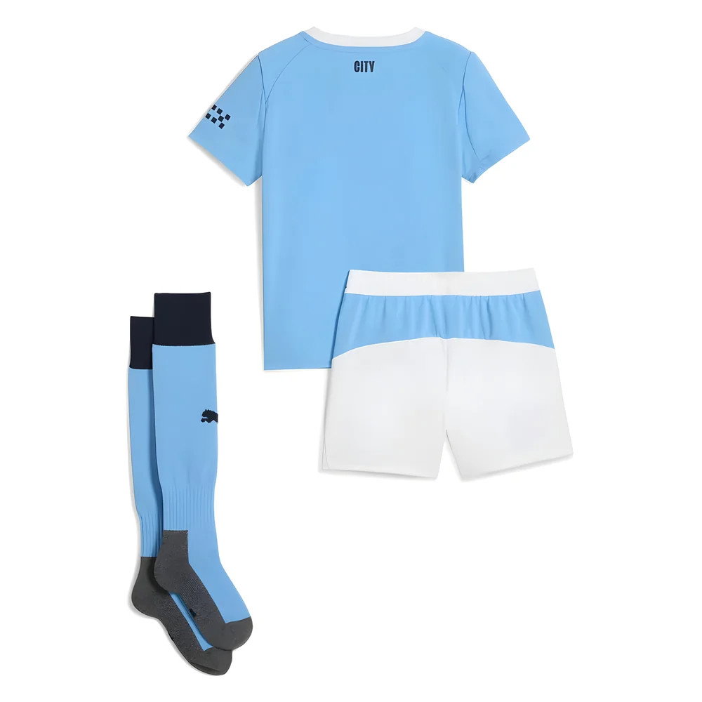 Back view of the 2025-2026 Man City Home Mini Kit