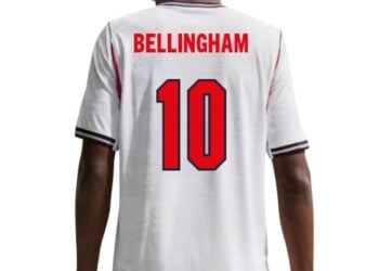 England authentic Aero-Fit home football shirt with Bellingham 10