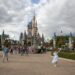 Visitors gathering in front of Cinderella Castle at Magic Kingdom