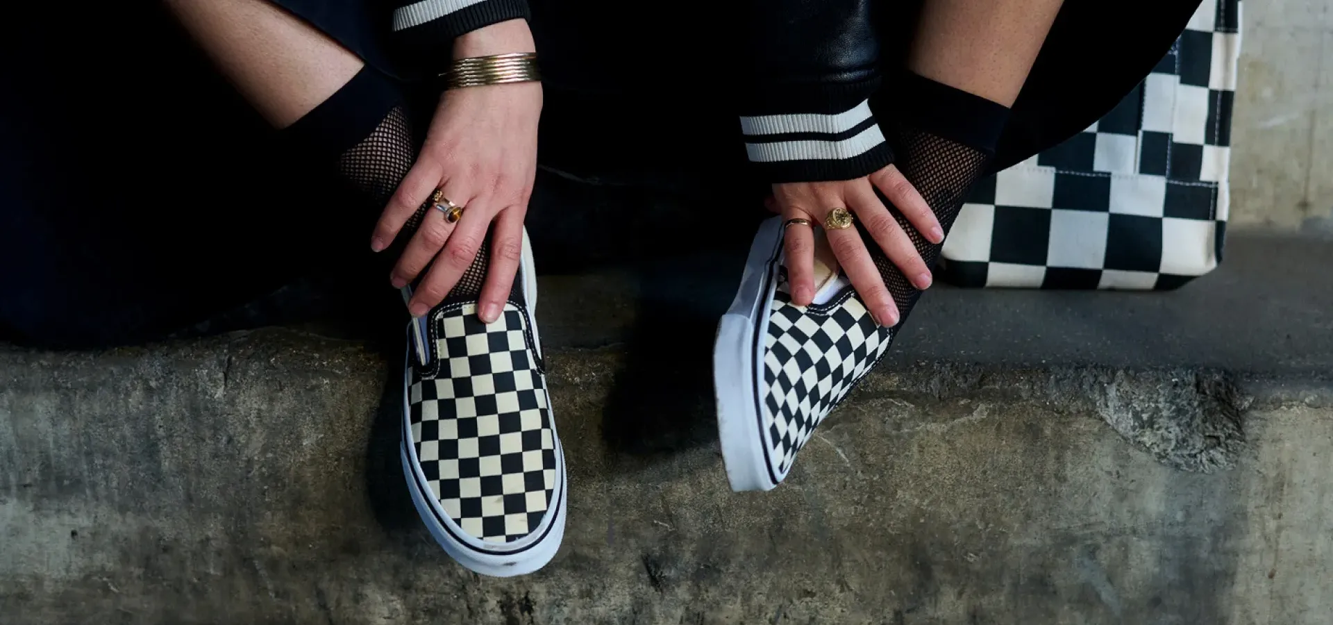 Vans Classics Slip-On shoes featured in a wide campaign scene
