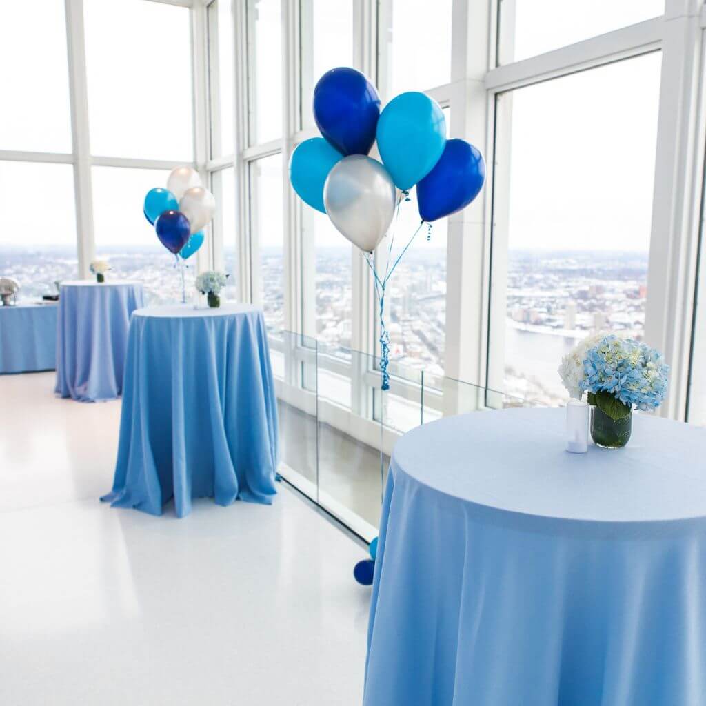 Bright event space with city views at View Boston