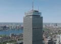 View Boston observation deck above the Boston skyline