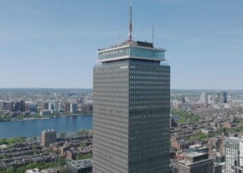 View Boston observation deck above the Boston skyline