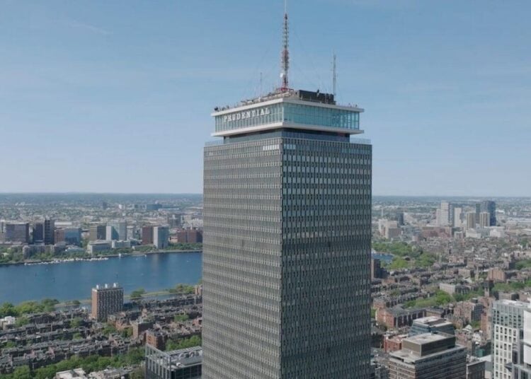 View Boston observation deck above the Boston skyline