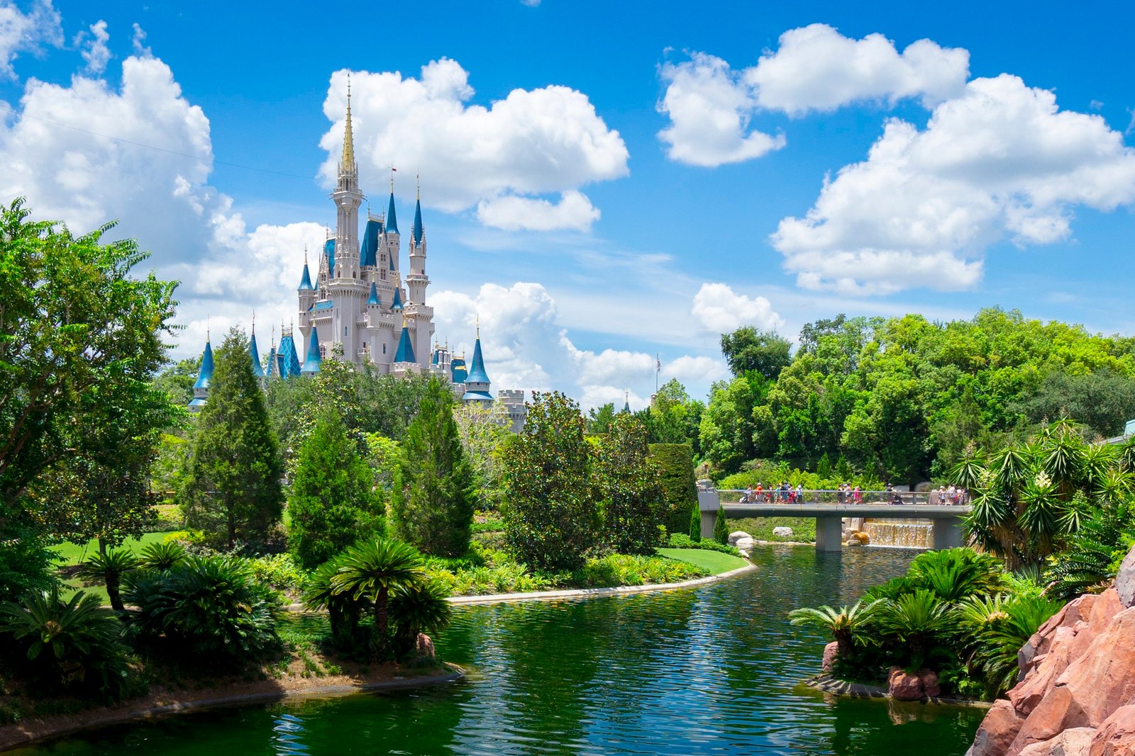 Cinderella Castle above the Magic Kingdom moat