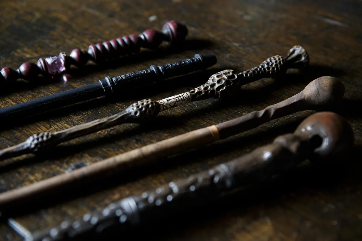 Character wands displayed at Warner Bros. Studio Tour Tokyo