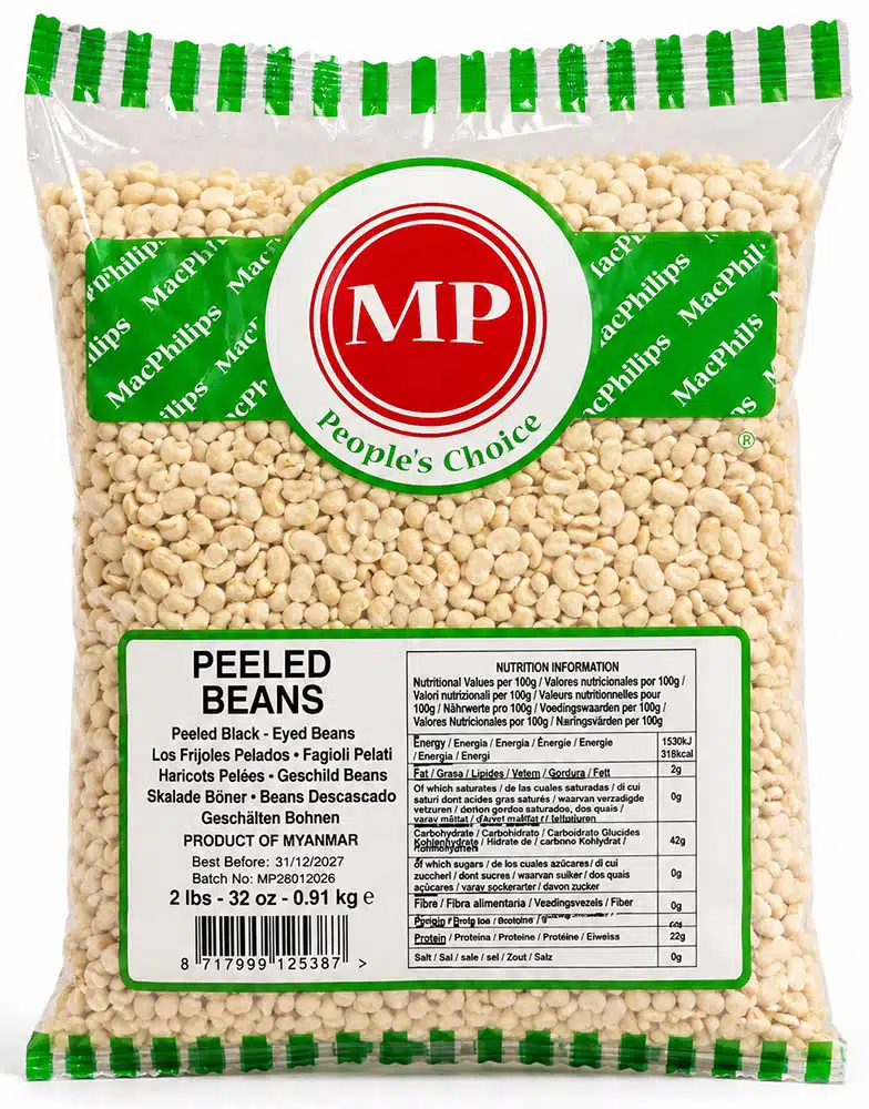 Pillede black-eyed beans i pose
