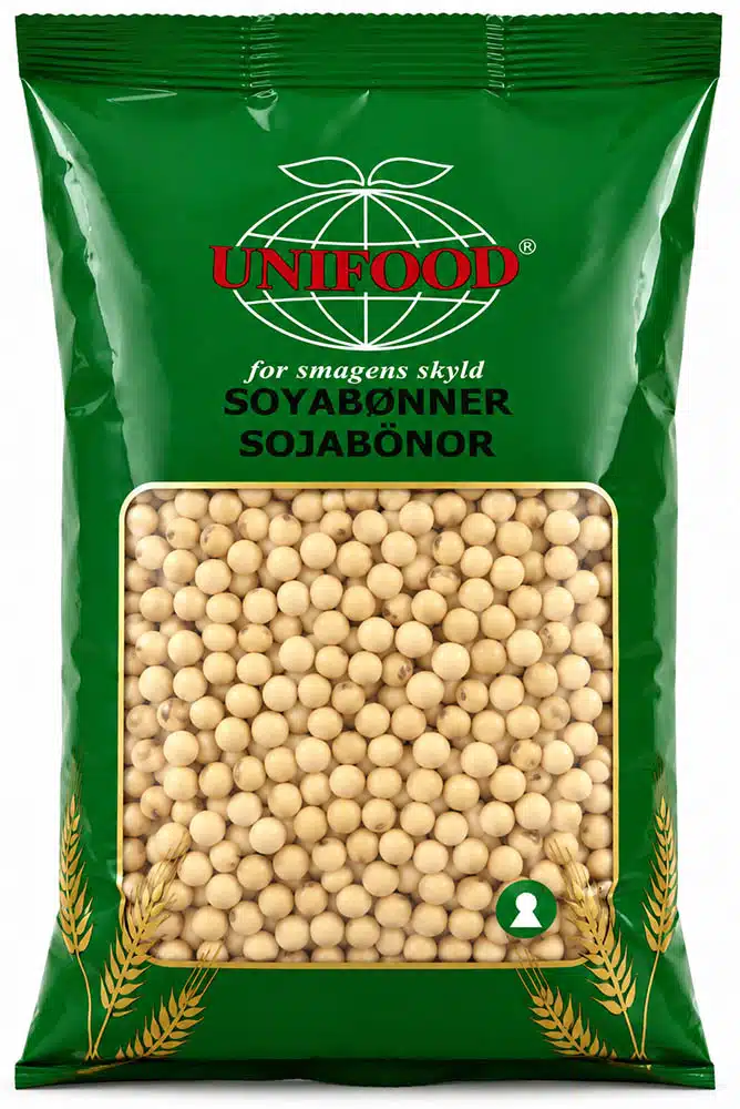Unifood soyabønner i emballage