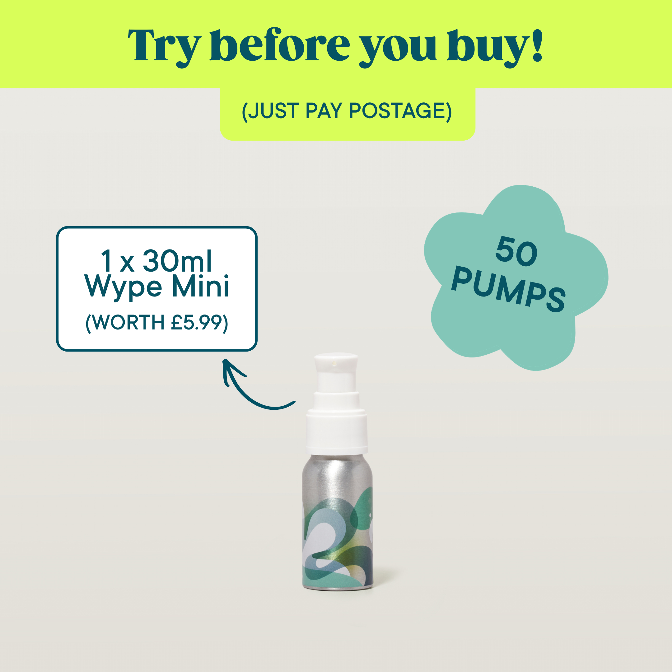 Wype Mini pump bottle promotional image