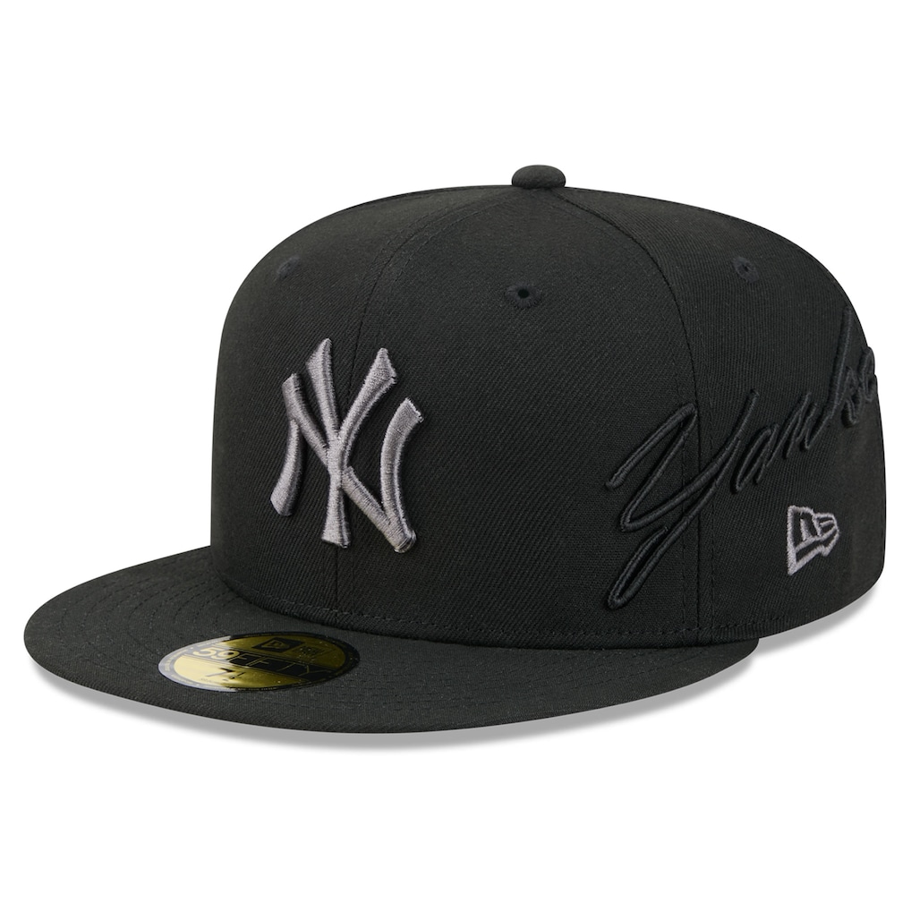 Black New York Yankees New Era Side Script 59FIFTY fitted hat