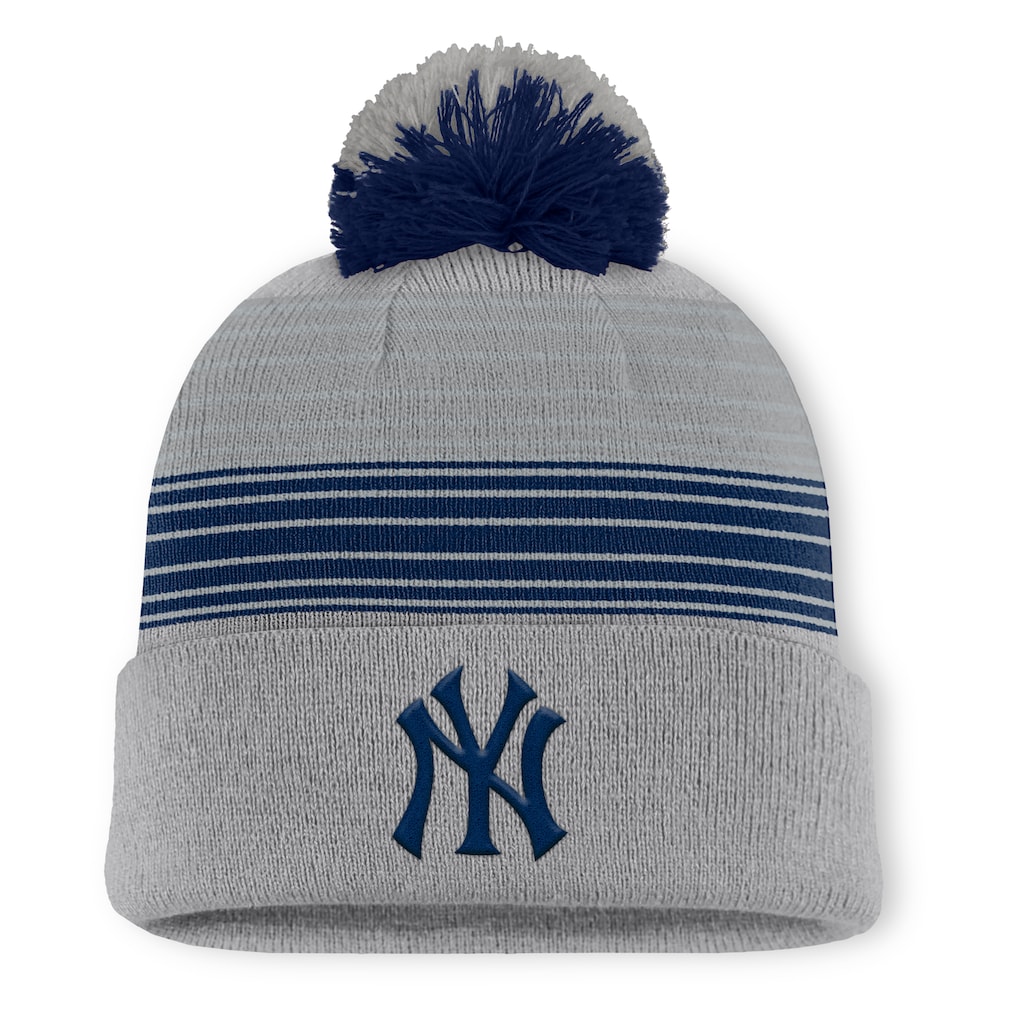 Gray New York Yankees Fanatics Balk cuffed knit hat with pom
