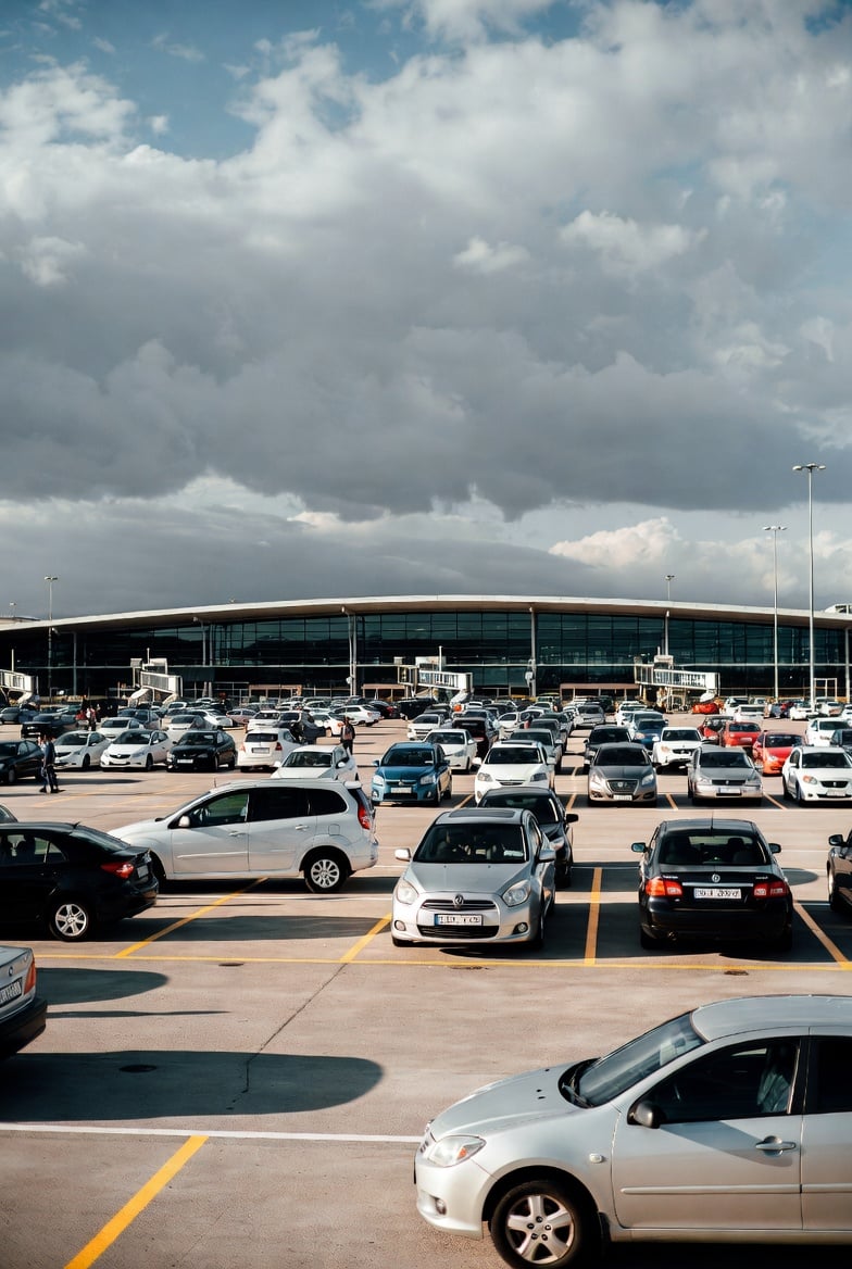 Cars parked in an airport car park