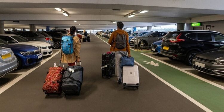 Cars parked in an airport car park