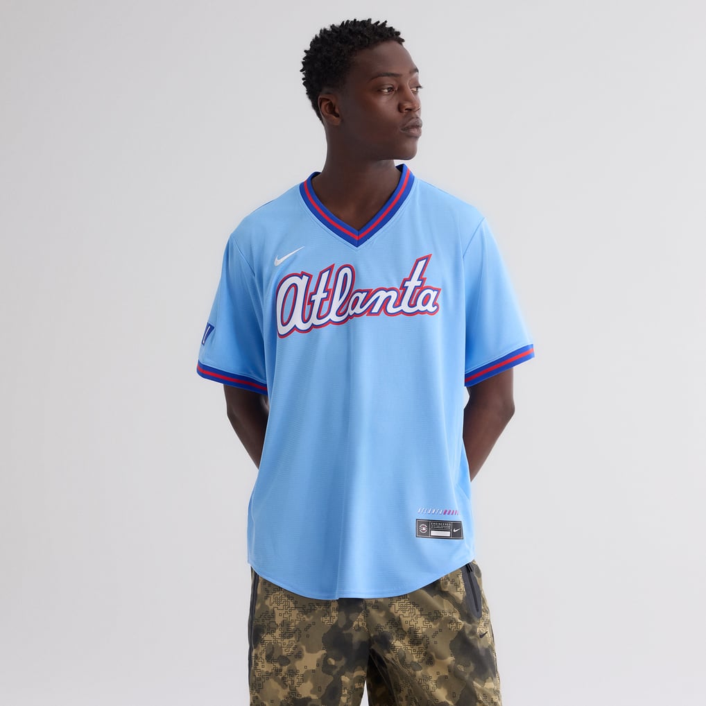Atlanta Braves Nike powder blue City Connect Stadium Jersey detail