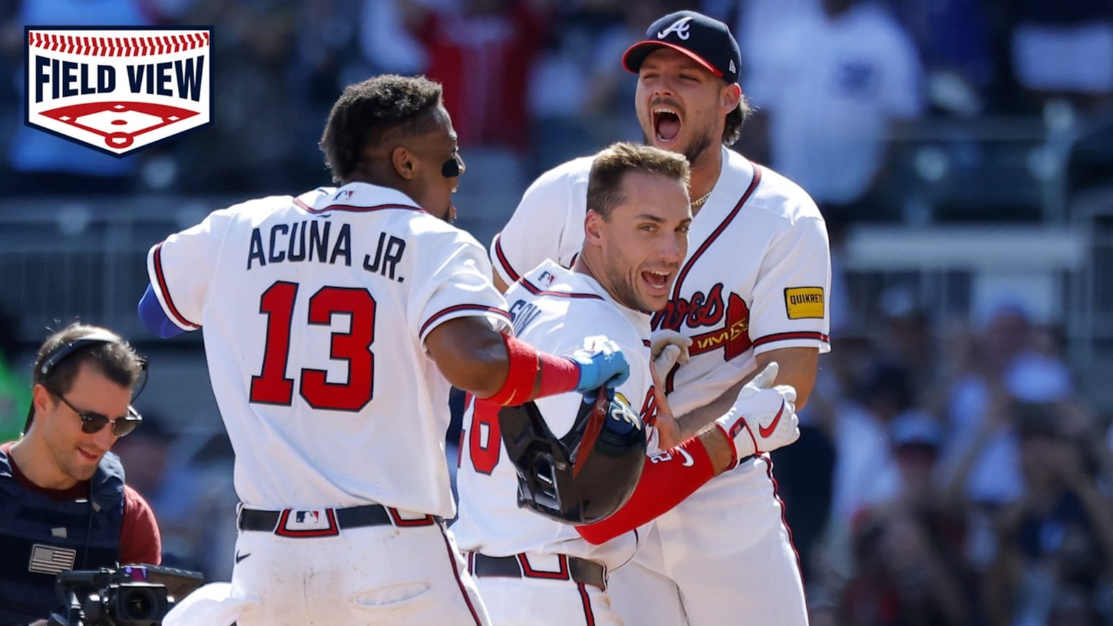 Atlanta Braves players celebrating after a game