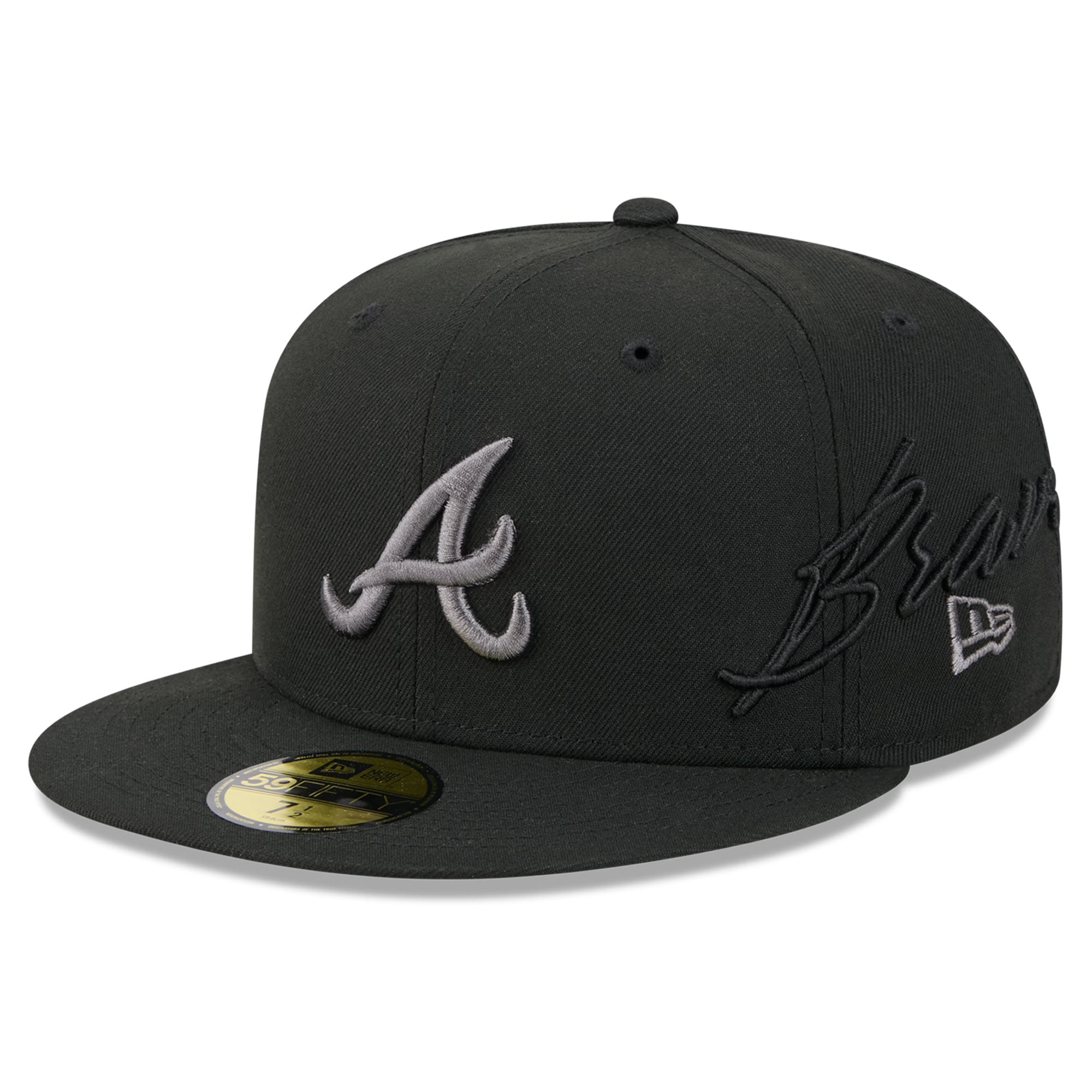 Atlanta Braves New Era black Side Script 59FIFTY Fitted Hat