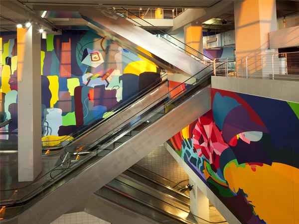 A contemporary artwork displayed as part of AT&T Stadium’s collection