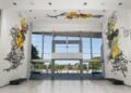 Colorful contemporary artwork in an AT&T Stadium gallery