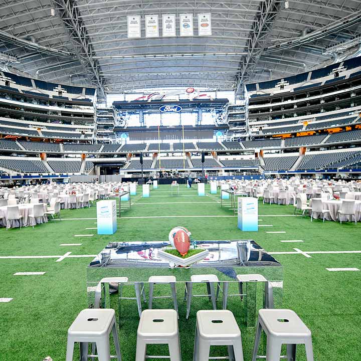 Event setup on the AT&T Stadium field